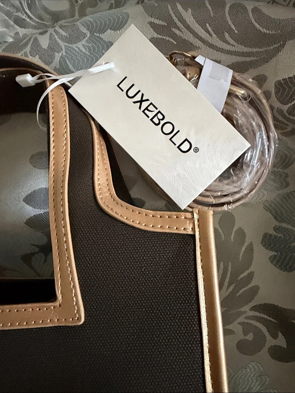Brown Tote with Gold Accents